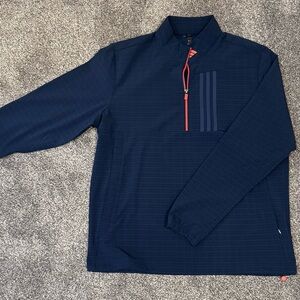 adidas Men's Dark Blue Windbreaker with Red Accents
